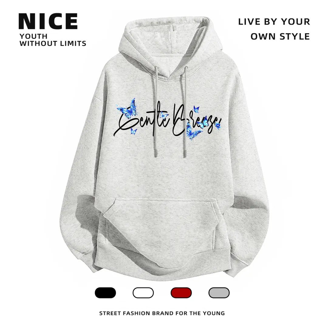 Stylish Butterfly Hand Graphic Oversized Couple Hoodie - Two Hearts One Vibe