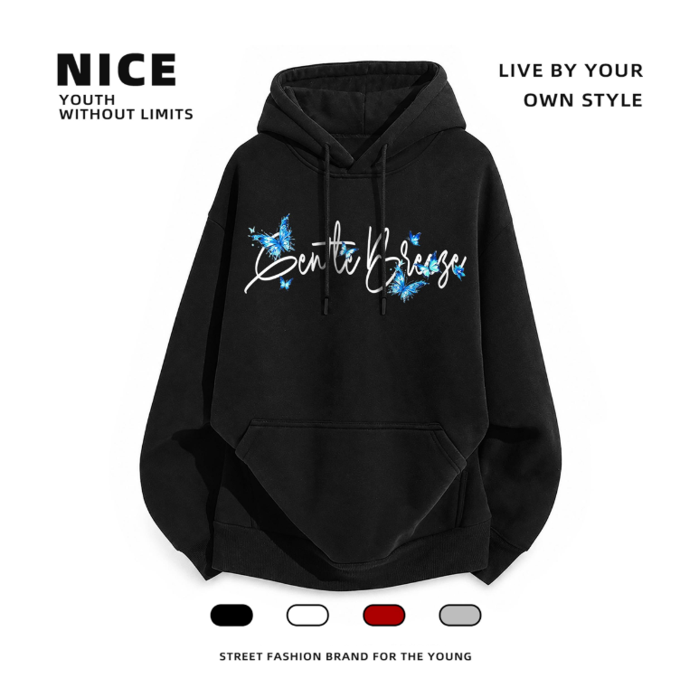 Stylish Butterfly Hand Graphic Oversized Couple Hoodie - Two Hearts One Vibe