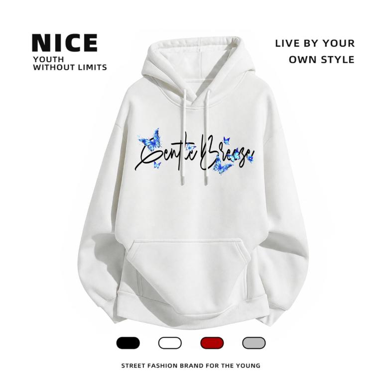 Stylish Butterfly Hand Graphic Oversized Couple Hoodie - Two Hearts One Vibe