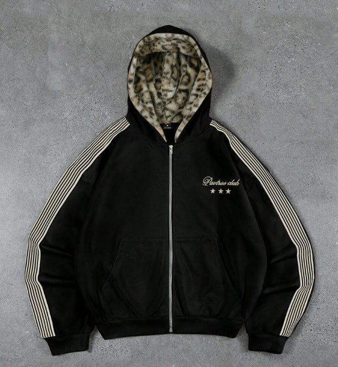 Leopard Plush Hooded Hoodie