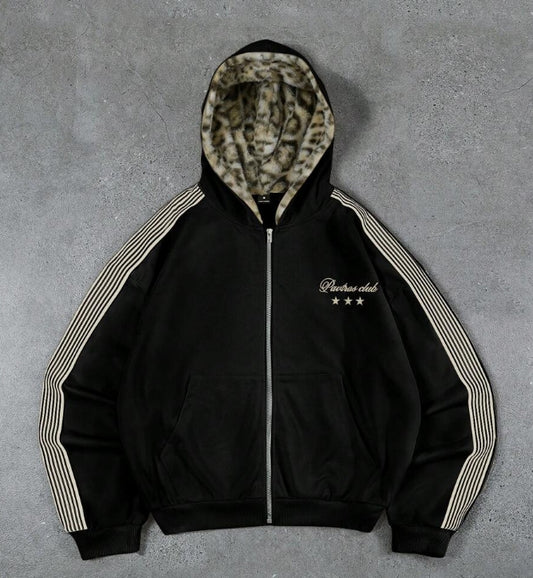Leopard Plush Hooded Hoodie
