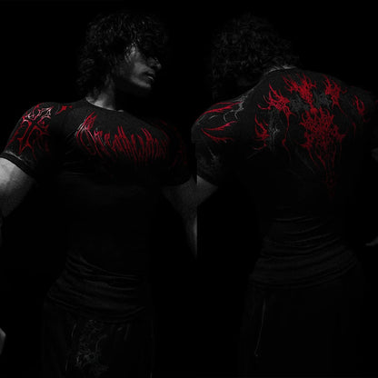 Dark-Style Stretchy Quick-Dry Compression Sports T-Shirt