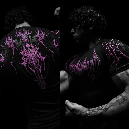 Dark-Style Stretchy Quick-Dry Compression Sports T-Shirt