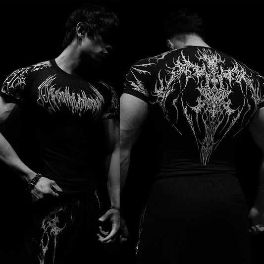 Dark-Style Stretchy Quick-Dry Compression Sports T-Shirt