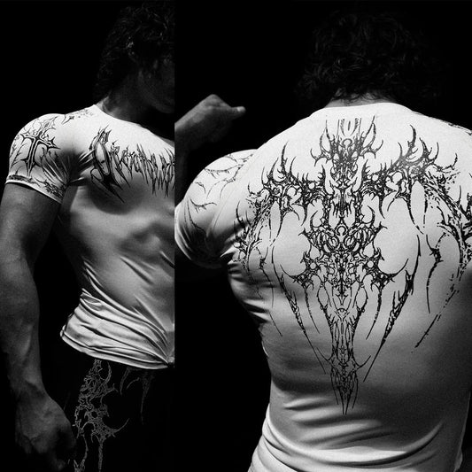 Dark-Style Stretchy Quick-Dry Compression Sports T-Shirt