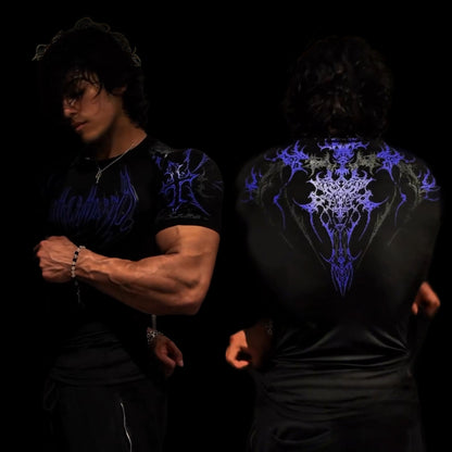 Dark-Style Stretchy Quick-Dry Compression Sports T-Shirt