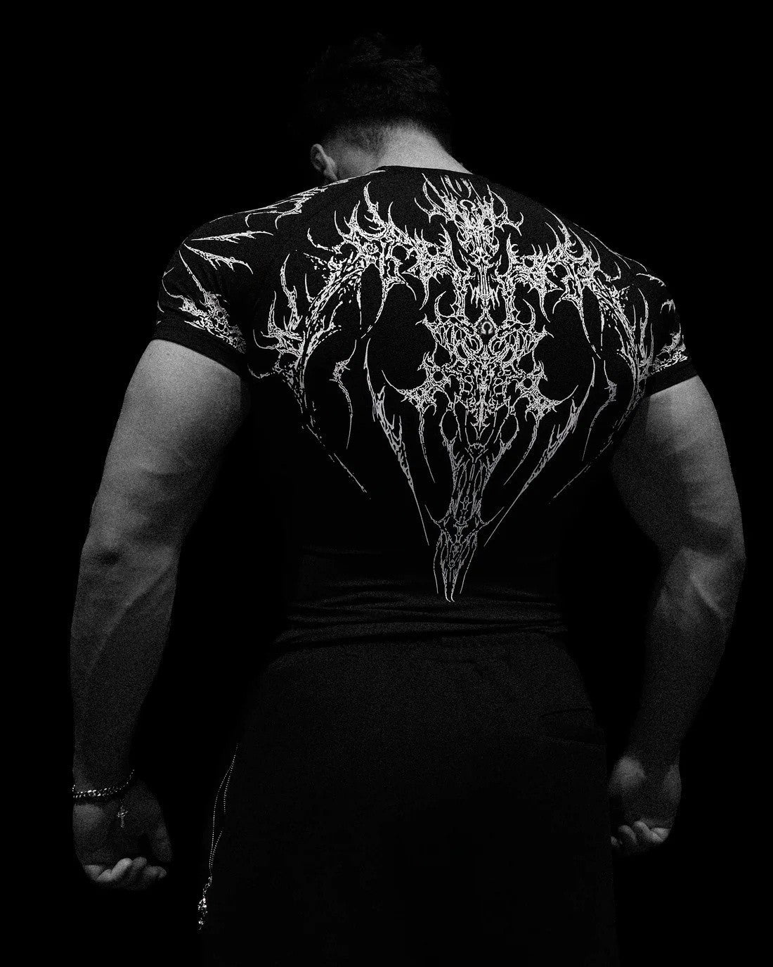 Dark-Style Stretchy Quick-Dry Compression Sports T-Shirt