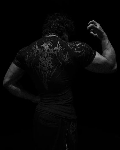 Dark-Style Stretchy Quick-Dry Compression Sports T-Shirt