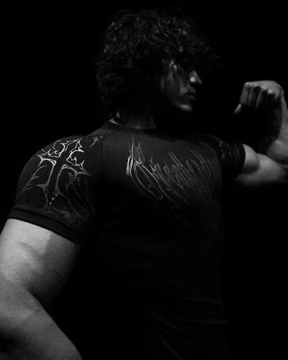Dark-Style Stretchy Quick-Dry Compression Sports T-Shirt