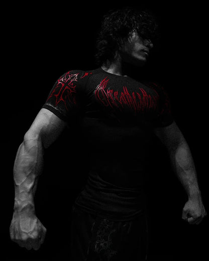 Dark-Style Stretchy Quick-Dry Compression Sports T-Shirt