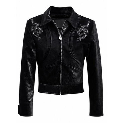 Serpent-Eye Spine Snakeskin Patchwork Jacket