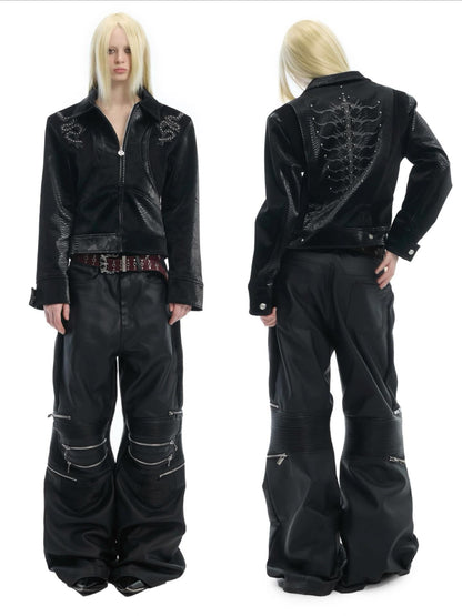Serpent-Eye Spine Snakeskin Patchwork Jacket