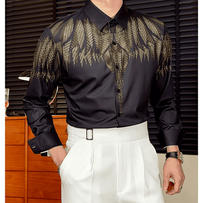 Fashion Crystal Elasticity Wrinkle-Resistant Slim Shirt