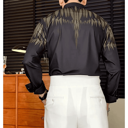 Fashion Crystal Elasticity Wrinkle-Resistant Slim Shirt