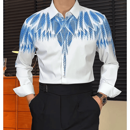 Fashion Crystal Elasticity Wrinkle-Resistant Slim Shirt