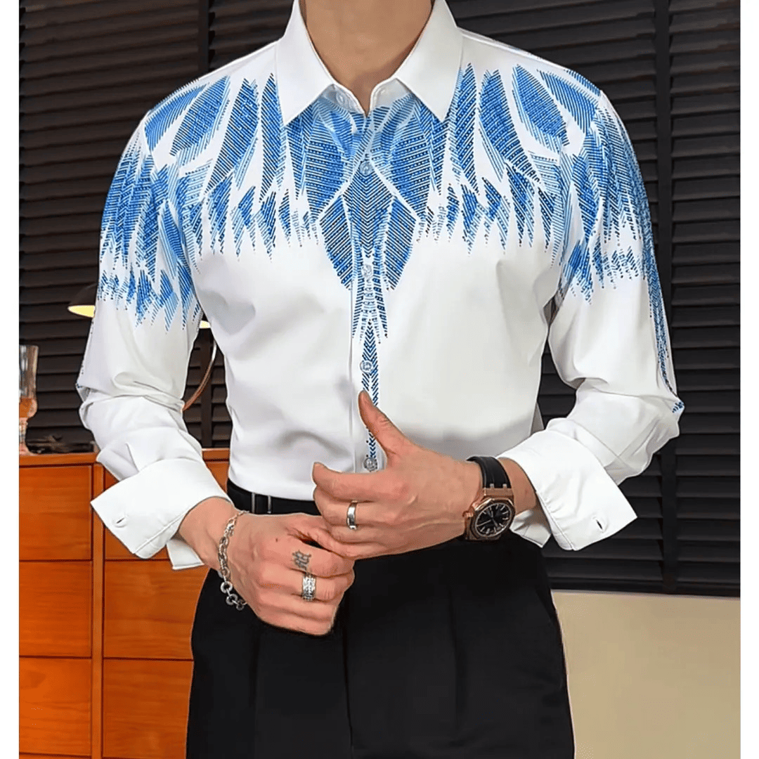 Fashion Crystal Elasticity Wrinkle-Resistant Slim Shirt