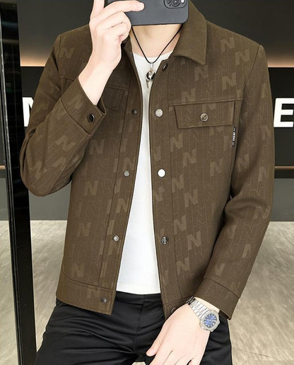 Casual Letter Jacquard Pattern Jacket