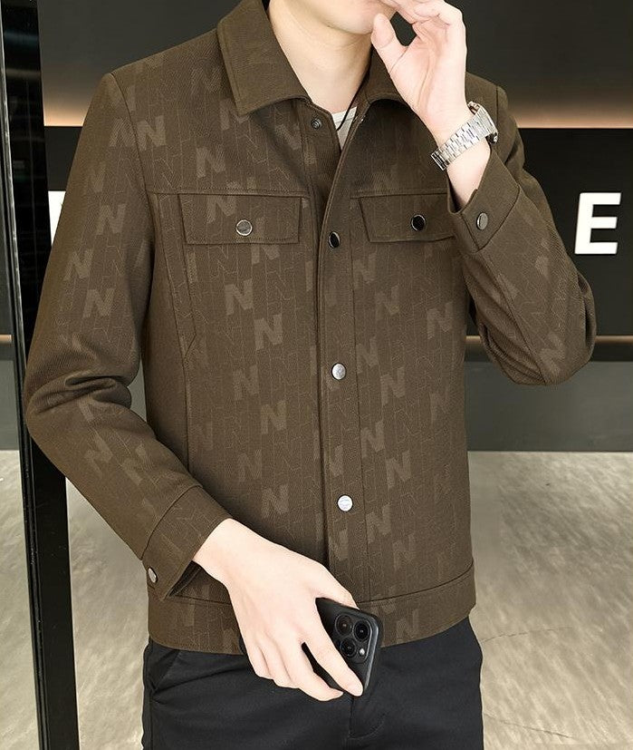 Casual Letter Jacquard Pattern Jacket