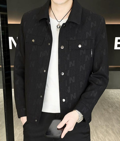 Casual Letter Jacquard Pattern Jacket