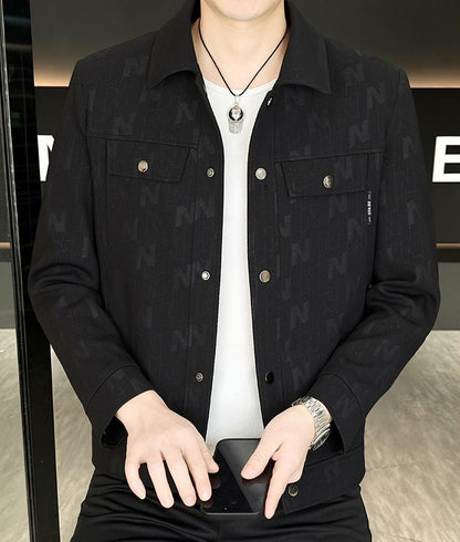 Casual Letter Jacquard Pattern Jacket