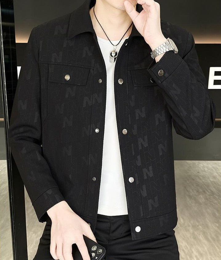 Casual Letter Jacquard Pattern Jacket
