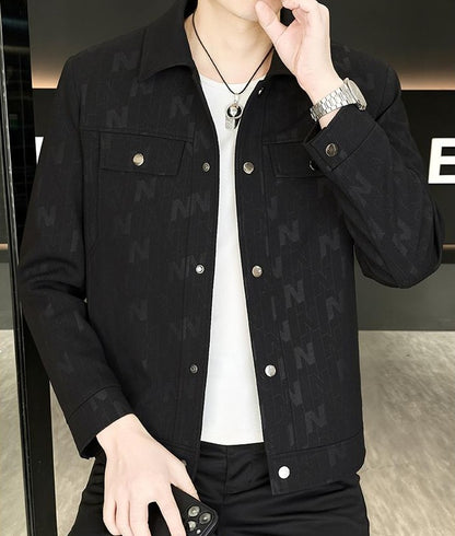 Casual Letter Jacquard Pattern Jacket