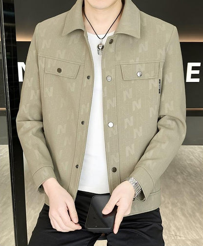 Casual Letter Jacquard Pattern Jacket