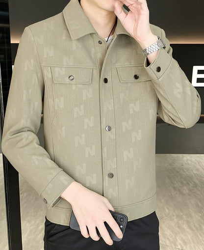 Casual Letter Jacquard Pattern Jacket