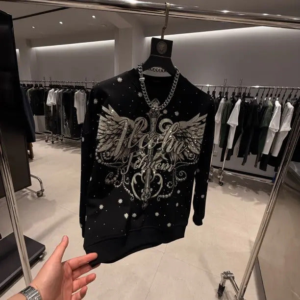 Fashion Crystal Wings Sweatshirt