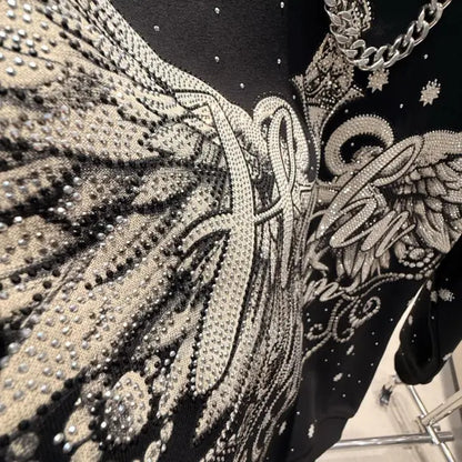 Fashion Crystal Wings Sweatshirt