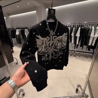 Fashion Crystal Wings Sweatshirt