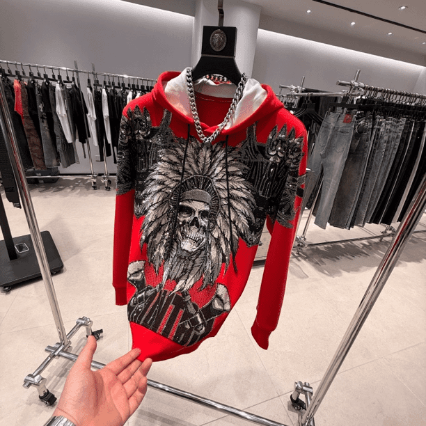 Heavy-Duty Rhinestone Skull Hoodie