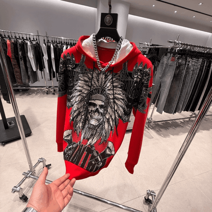 Heavy-Duty Rhinestone Skull Hoodie