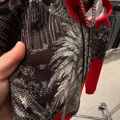 Heavy-Duty Rhinestone Skull Hoodie